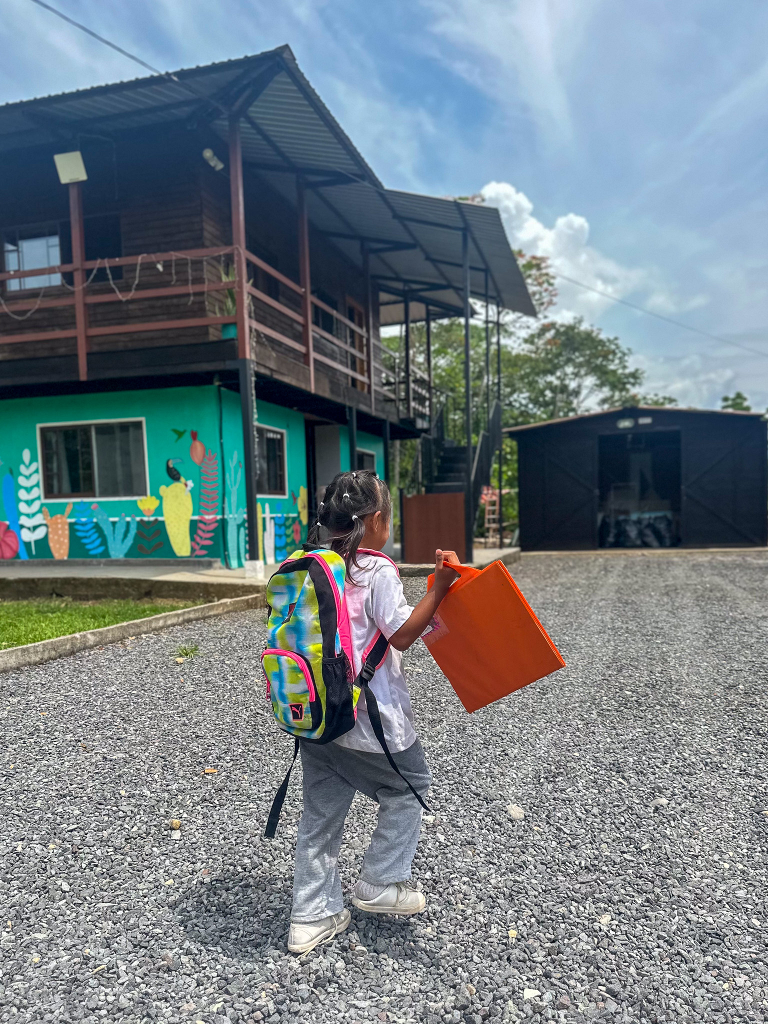 girl going to school